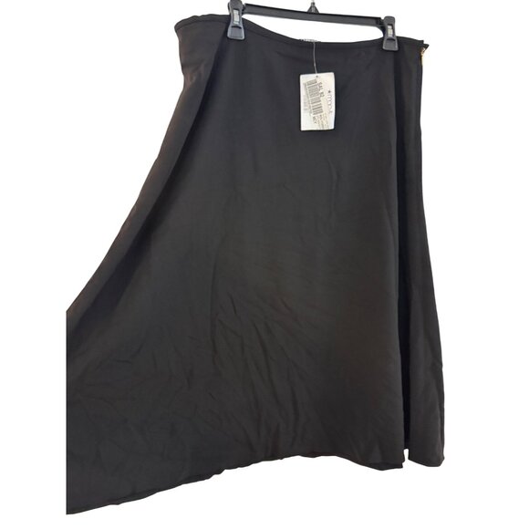 Calvin Klein Womens Size 16 Black A-Line Midi Skirt Hidden Side Zipper Polyester - Picture 2 of 5